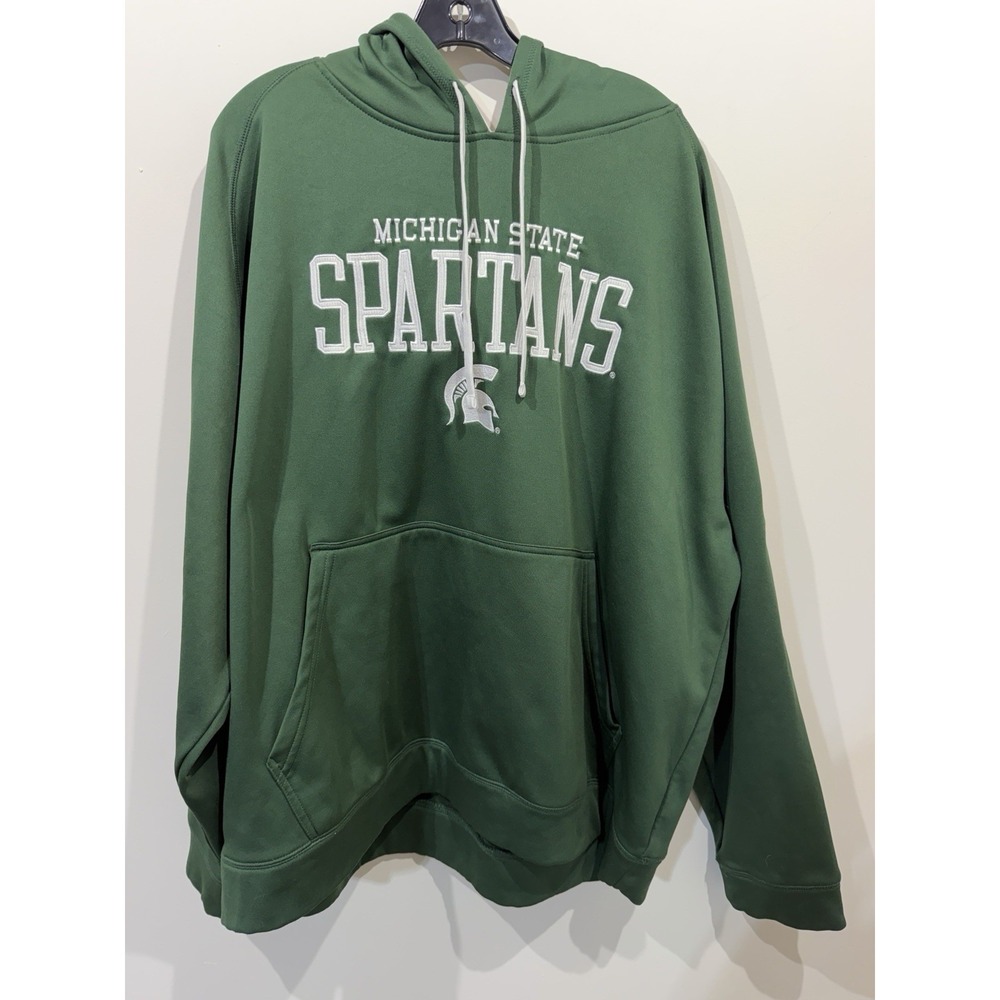 Vintage Michigan State Spartans Green Hoodie Mens 2XL Embroidered Logo